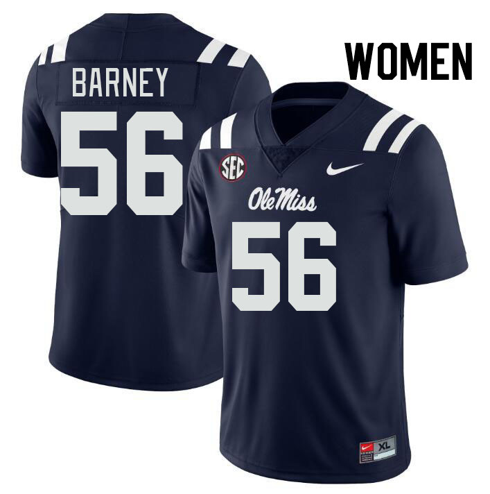 Women #56 CJ Barney Ole Miss Rebels College Football Jerseys Stitched-Navy